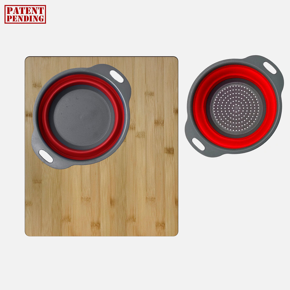 OVER THE SINK LARGE CUTTING BOARD WITH COLANDER SET